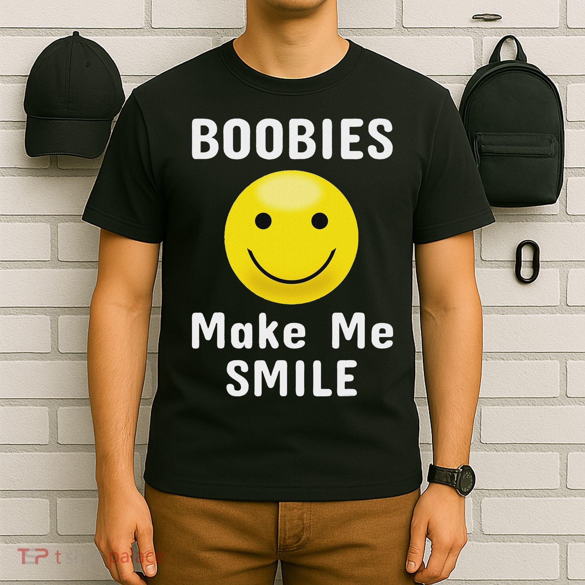 Boobies Make Me Smile Mardi Gras Funny T-Shirt