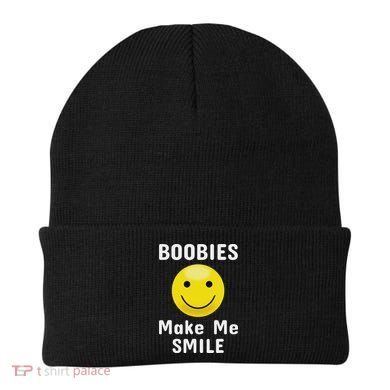 Boobies Make Me Smile Mardi Gras Funny Beanie