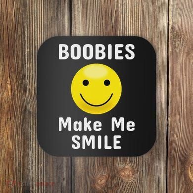Boobies Make Me Smile Mardi Gras Funny Coaster