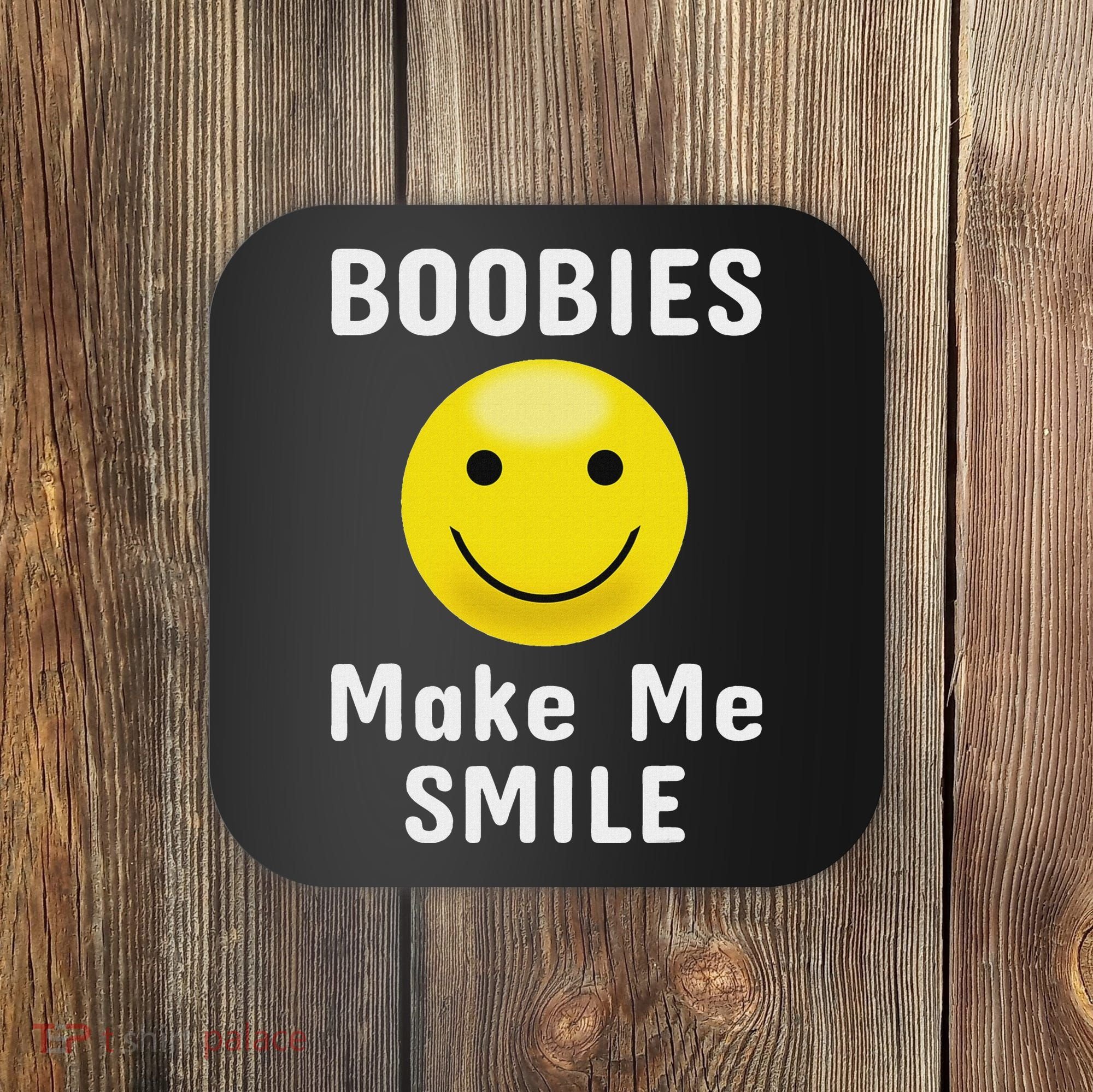 Boobies Make Me Smile Mardi Gras Funny Coaster