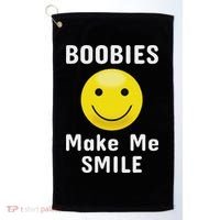 Boobies Make Me Smile Mardi Gras Funny Golf Towel thumb 0