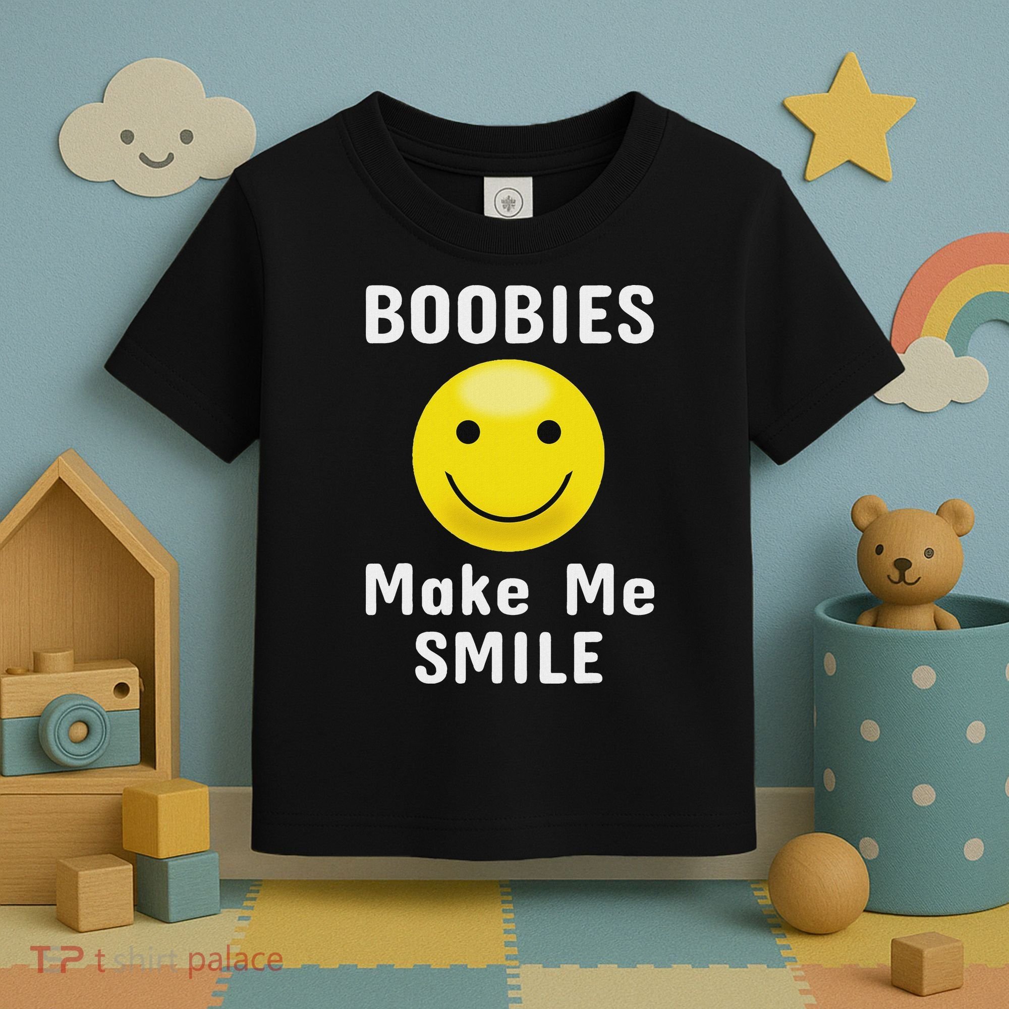 Boobies Make Me Smile Mardi Gras Funny Toddler T-Shirt