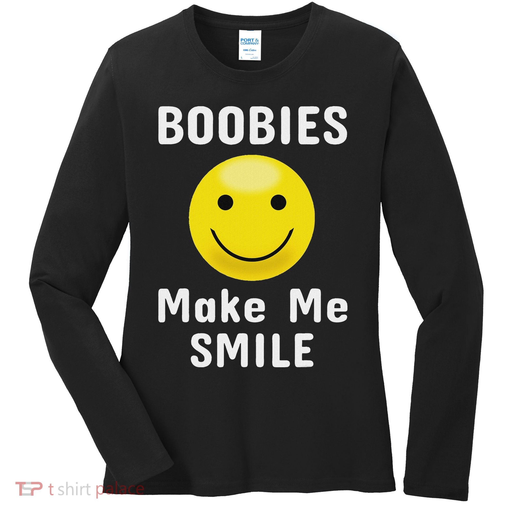 Boobies Make Me Smile Mardi Gras Funny Women's Long Sleeve Shirt