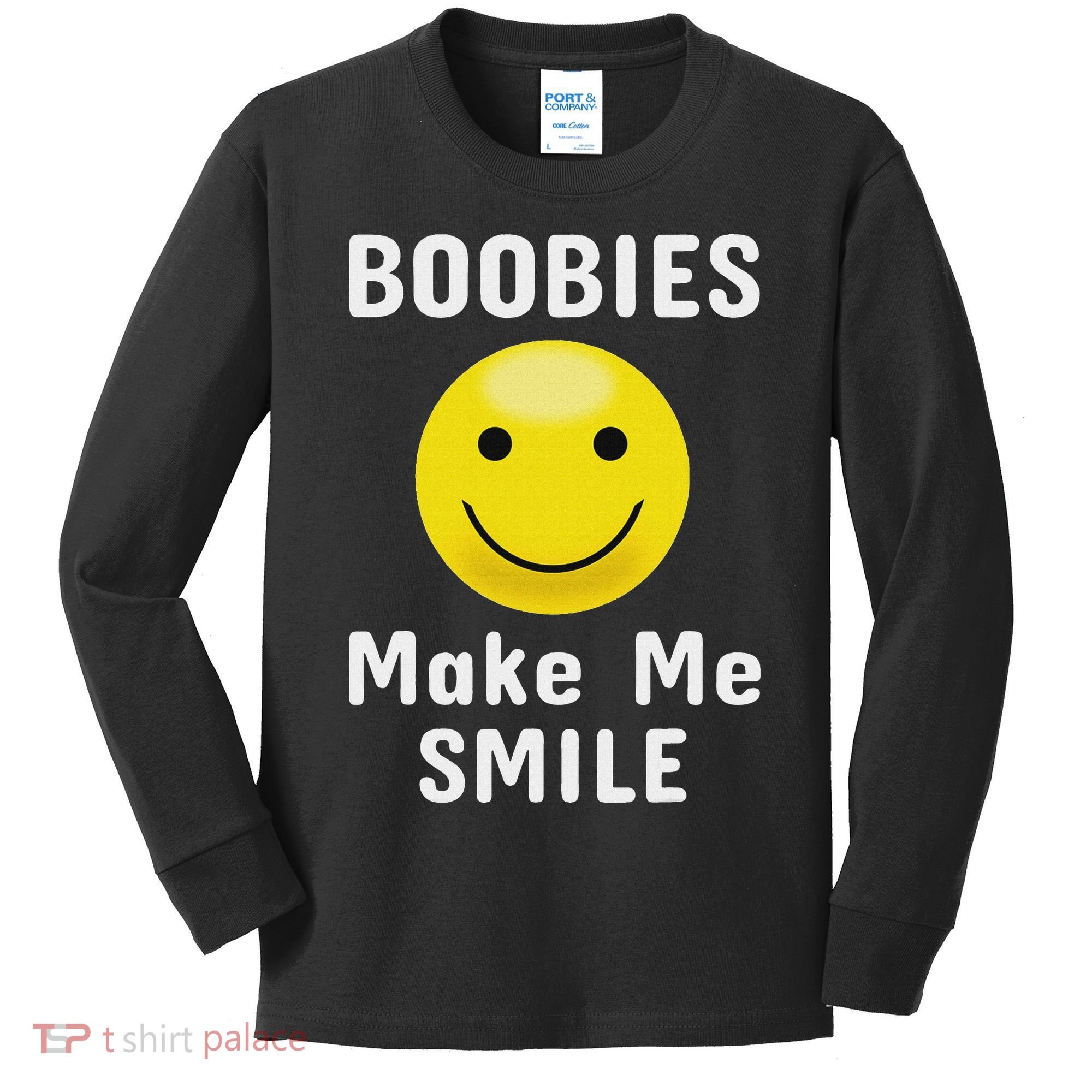 Boobies Make Me Smile Mardi Gras Funny Kids Long Sleeve Shirt