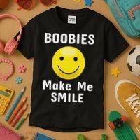 Boobies Make Me Smile Mardi Gras Funny Kids T-Shirt thumb 3