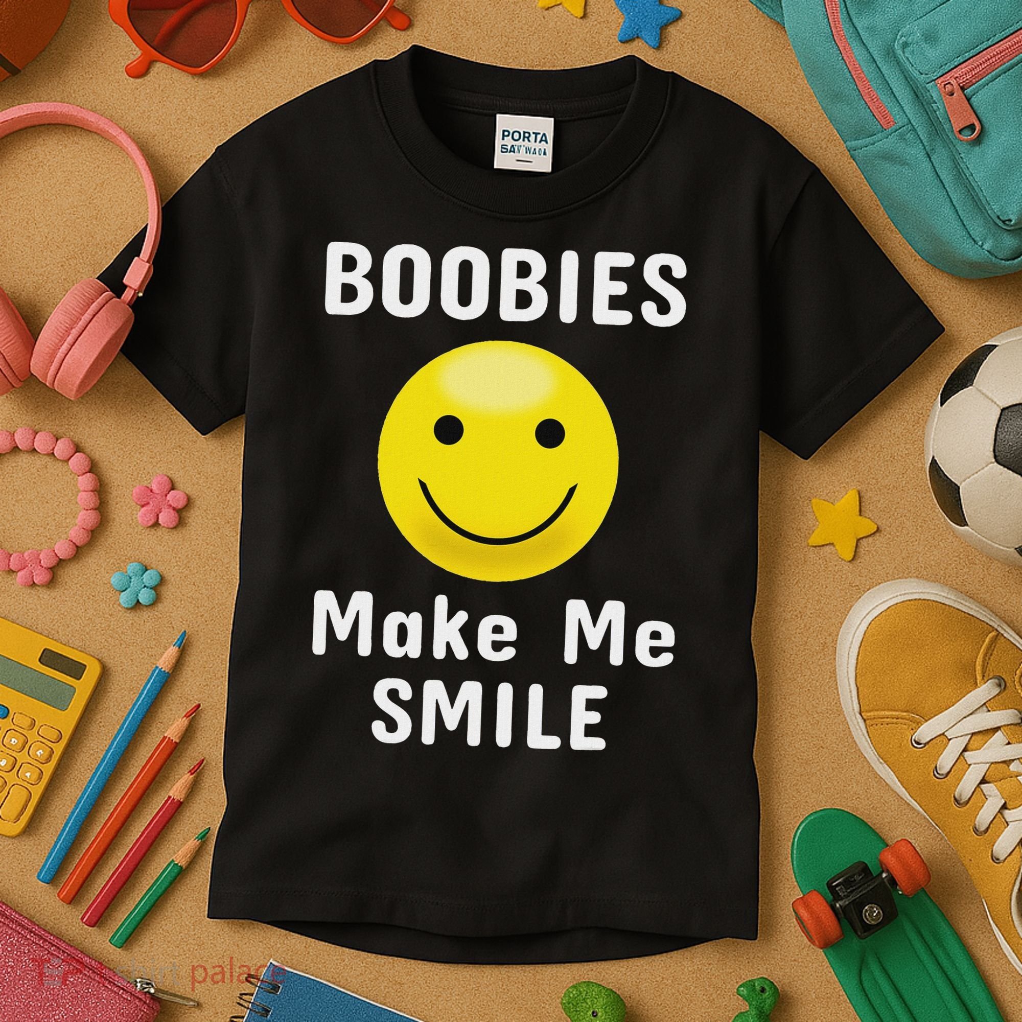 Boobies Make Me Smile Mardi Gras Funny Kids T-Shirt
