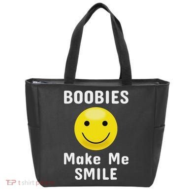 Boobies Make Me Smile Mardi Gras Funny Tote Bag