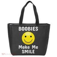 Boobies Make Me Smile Mardi Gras Funny Tote Bag thumb 0