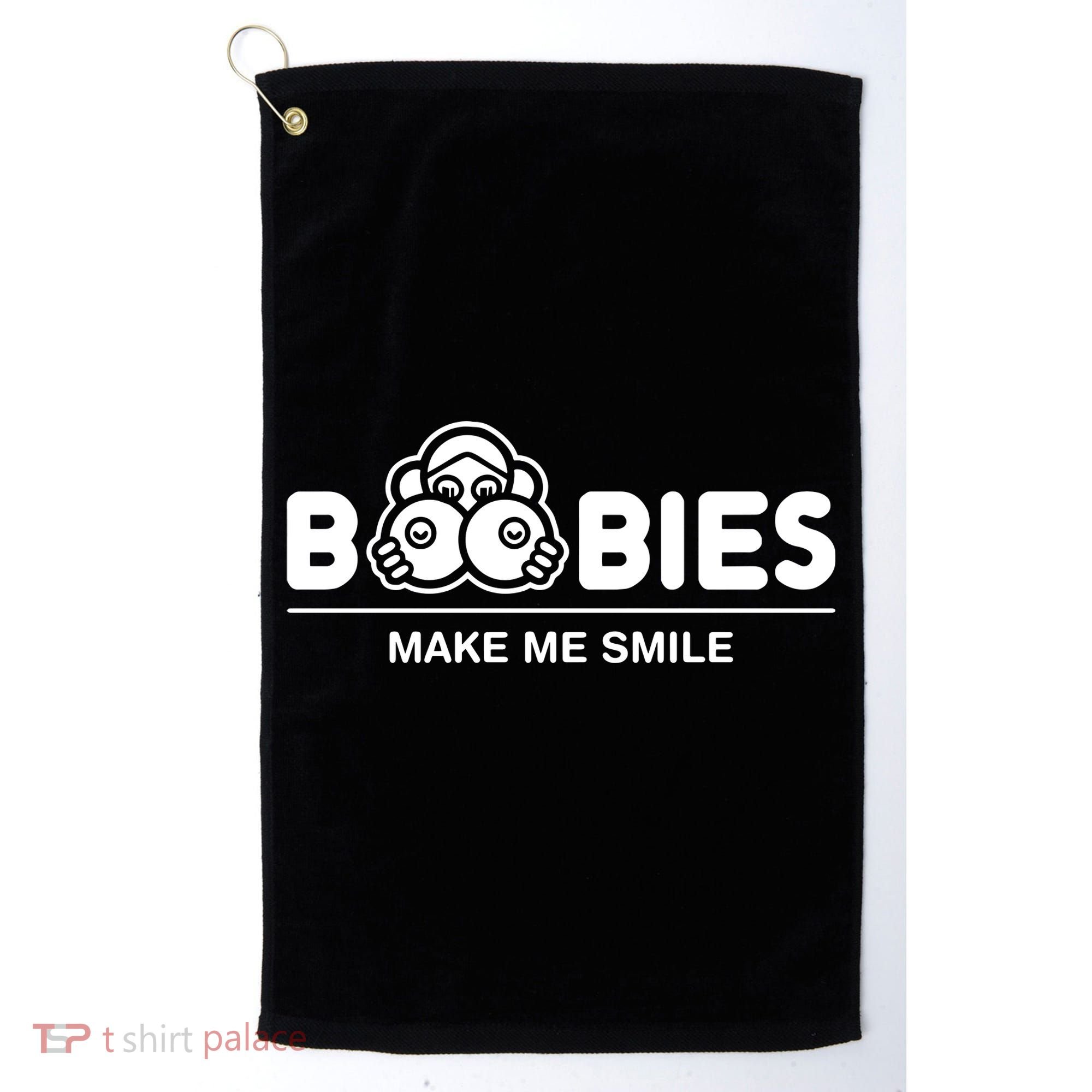 Boobies Make Me Smile Golf Towel