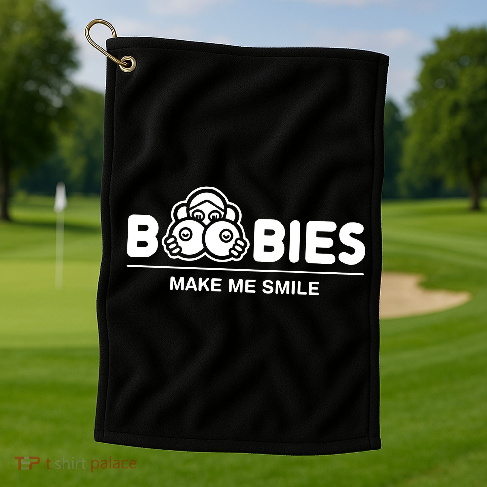 Boobies Make Me Smile Golf Towel