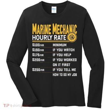 Best Marine Mechanic Hourly Rate Women's Long Sleeve Shirt