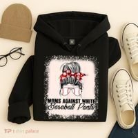 Baseball Mom Moms Against White Baseball Pants Hoodie thumb 4