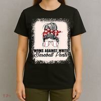 Baseball Mom Moms Against White Baseball Pants T-Shirt thumb 4