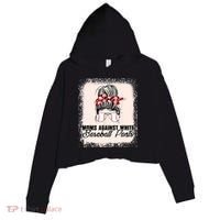 Baseball Mom Moms Against White Baseball Pants Crop Fleece Hoodie thumb 0