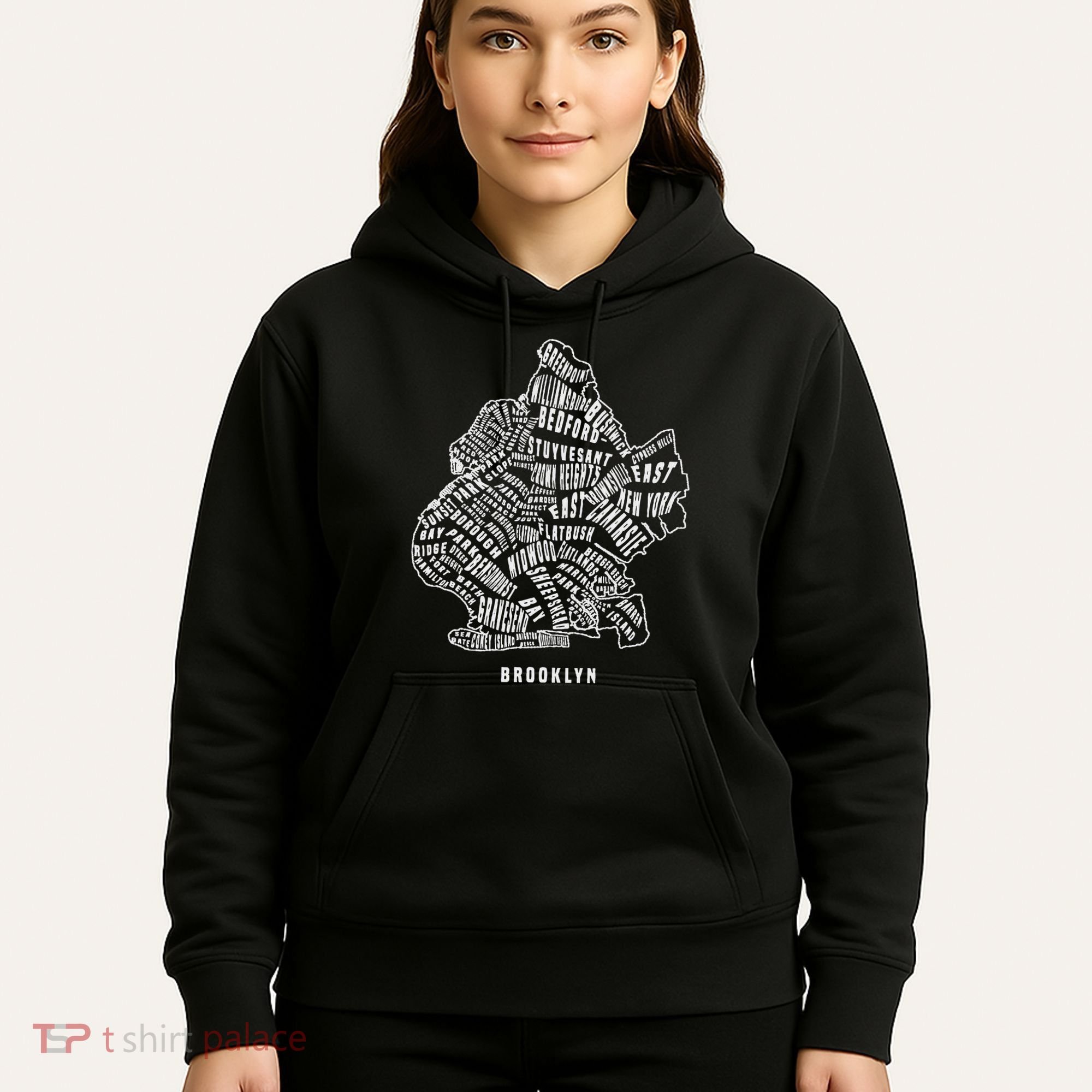 Brooklyn Map Nyc Souvenir Jersey Hoodie