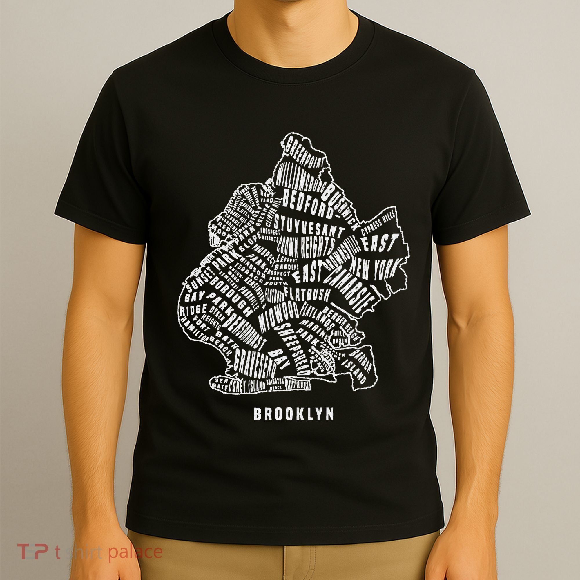 Brooklyn Map Nyc Souvenir Jersey T-Shirt