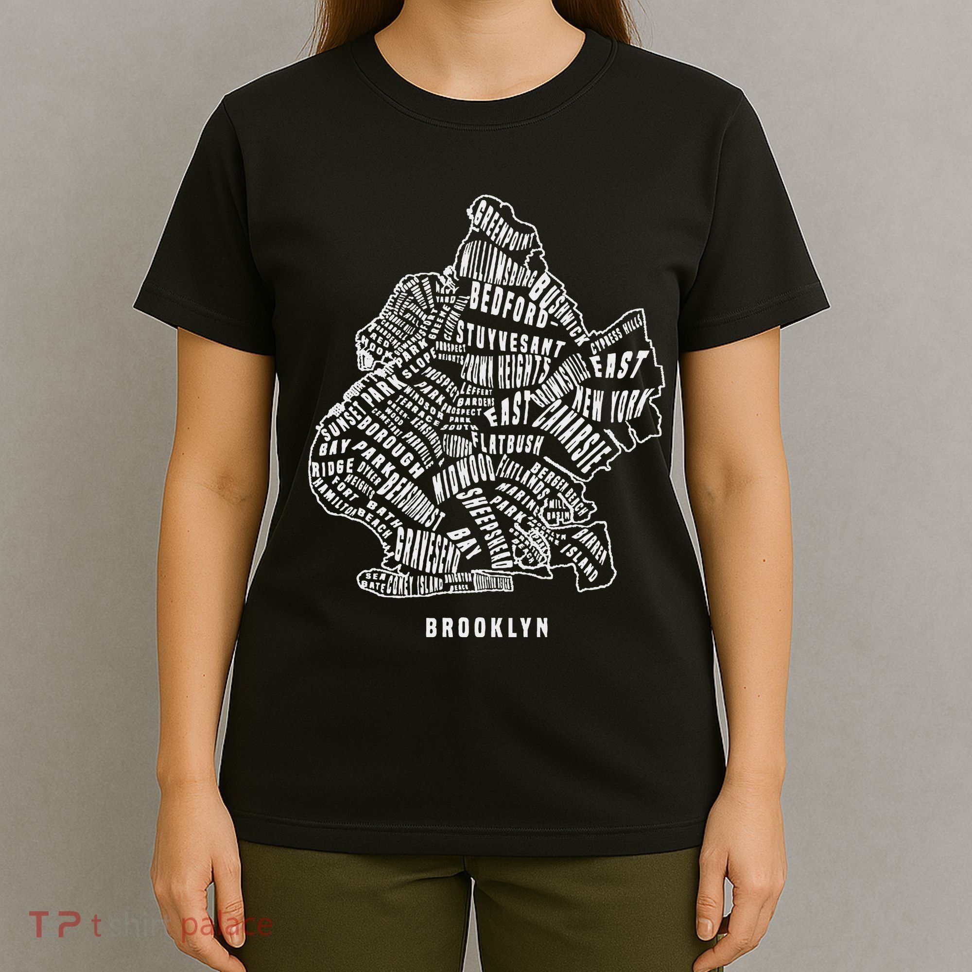 Brooklyn Map Nyc Souvenir Jersey T-Shirt