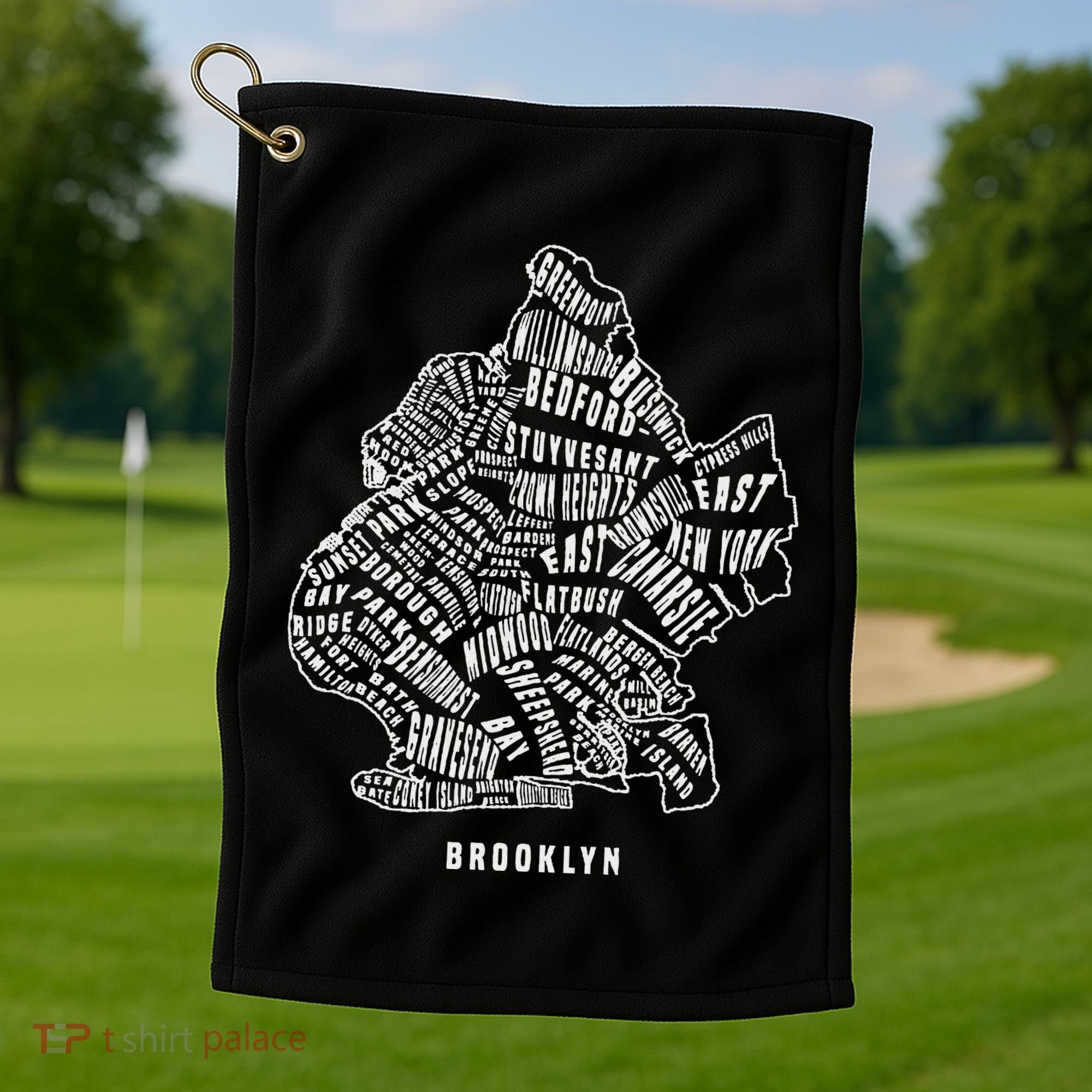 Brooklyn Map Nyc Souvenir Jersey Golf Towel