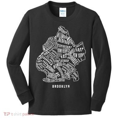 Brooklyn Map Nyc Souvenir Jersey Kids Long Sleeve Shirt