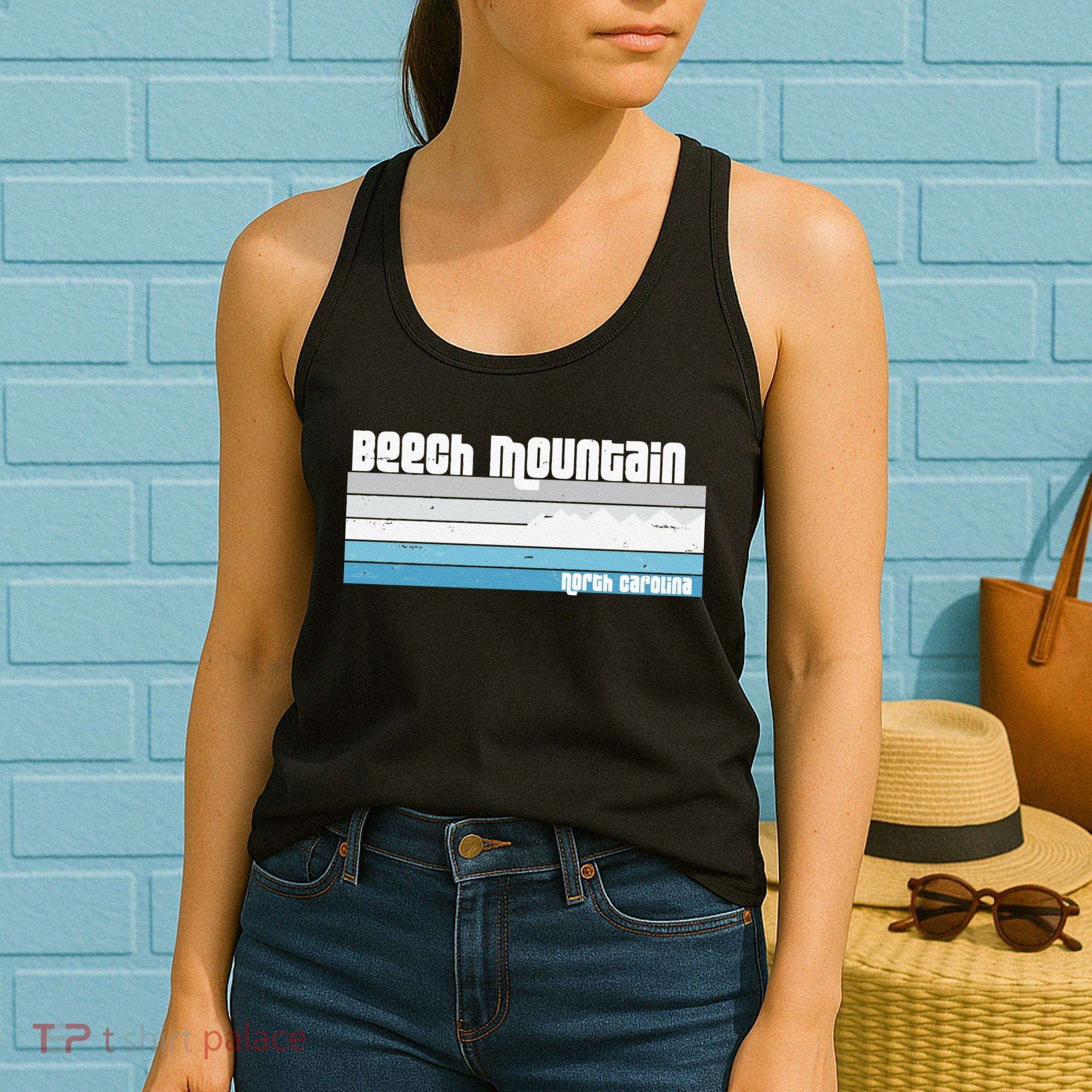 Beech Mountain North Carolina NC Retro Skiing Hiking Women's Tank Top
