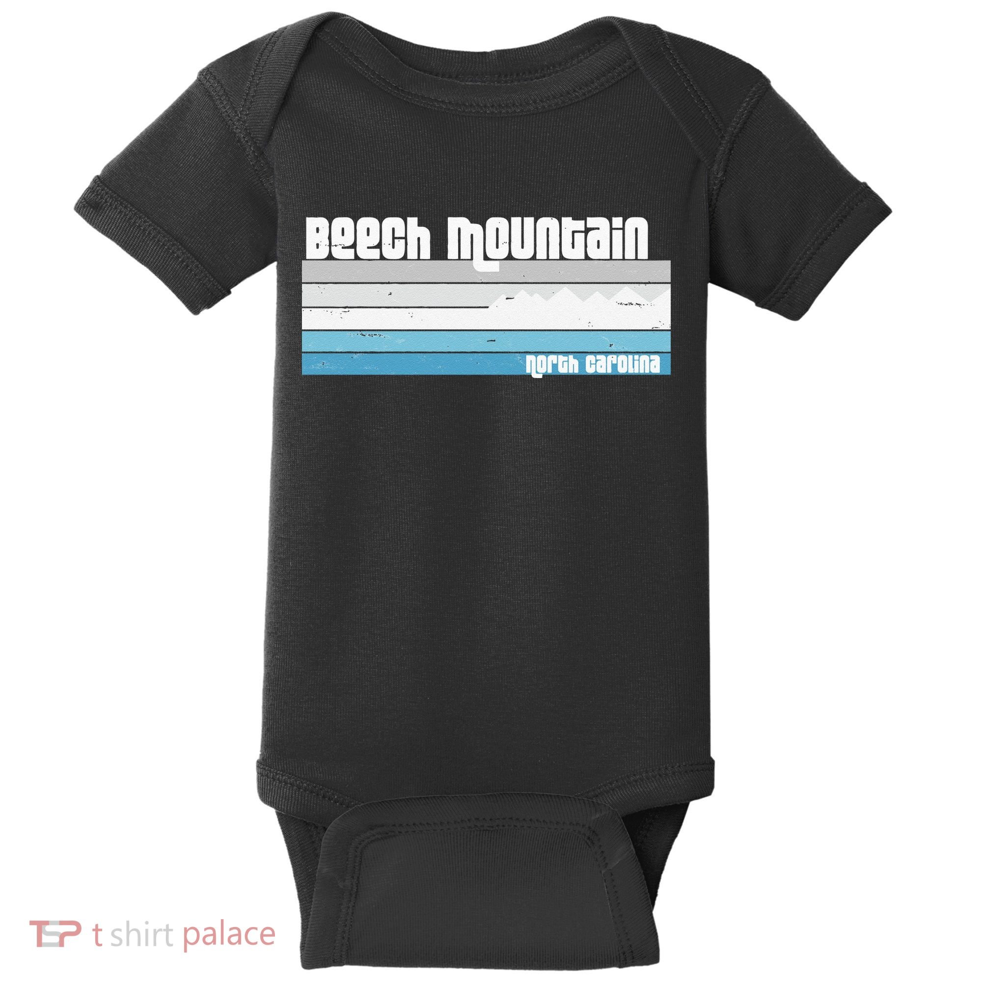 Beech Mountain North Carolina NC Retro Skiing Hiking Baby Bodysuit