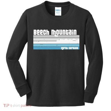 Beech Mountain North Carolina NC Retro Skiing Hiking Kids Long Sleeve Shirt