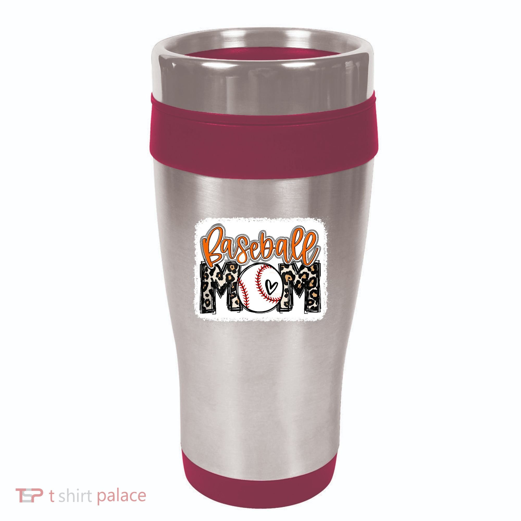 Baseball Mom Orange Leopard Baseball Mama Tank Top 16oz Travel Tumbler