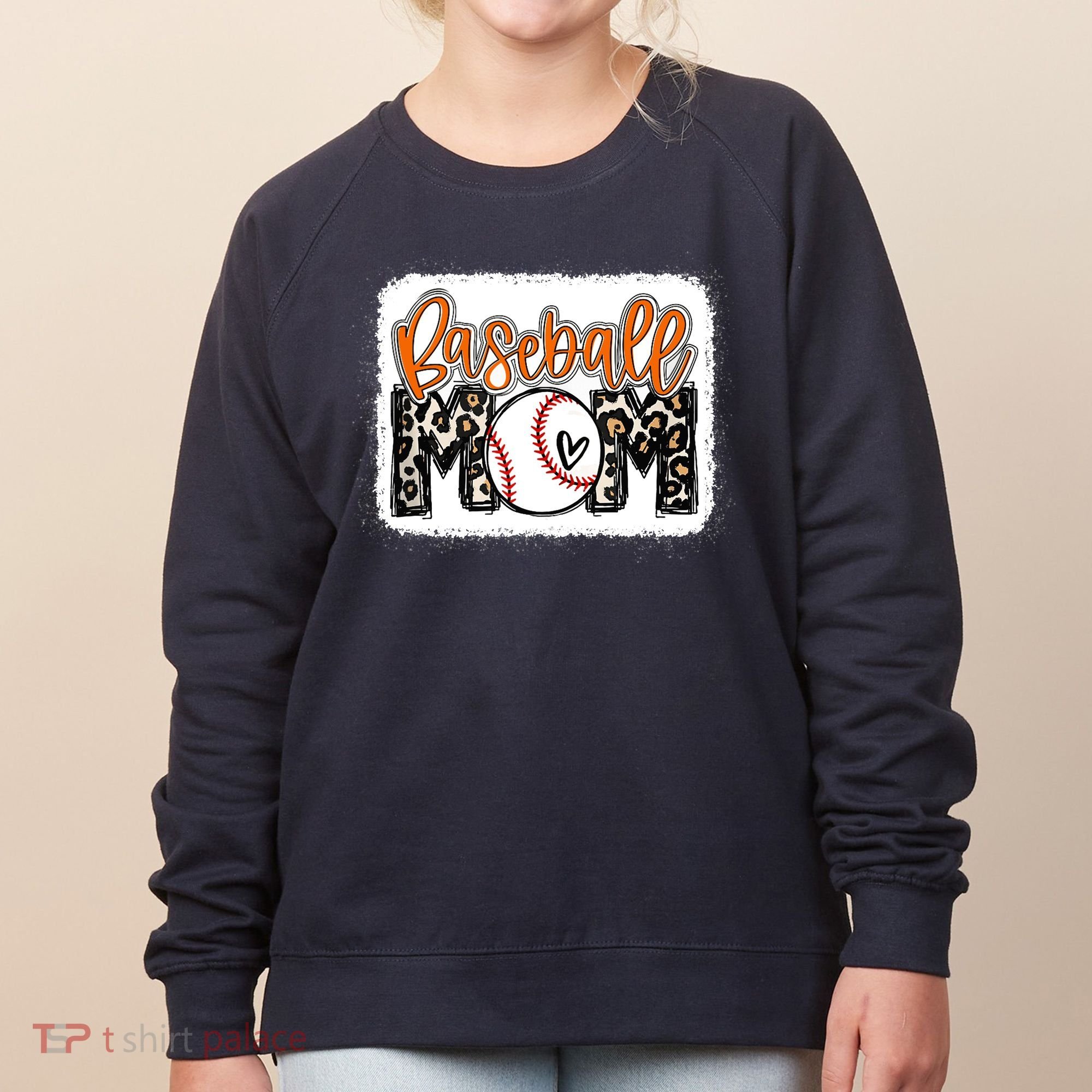 Baseball Mom Orange Leopard Baseball Mama Tank Top Women's Sweatshirt