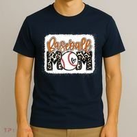 Baseball Mom Orange Leopard Baseball Mama Tank Top T-Shirt thumb 3