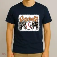 Baseball Mom Orange Leopard Baseball Mama Tank Top T-Shirt thumb 3