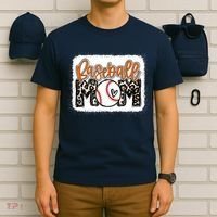 Baseball Mom Orange Leopard Baseball Mama Tank Top T-Shirt thumb 6