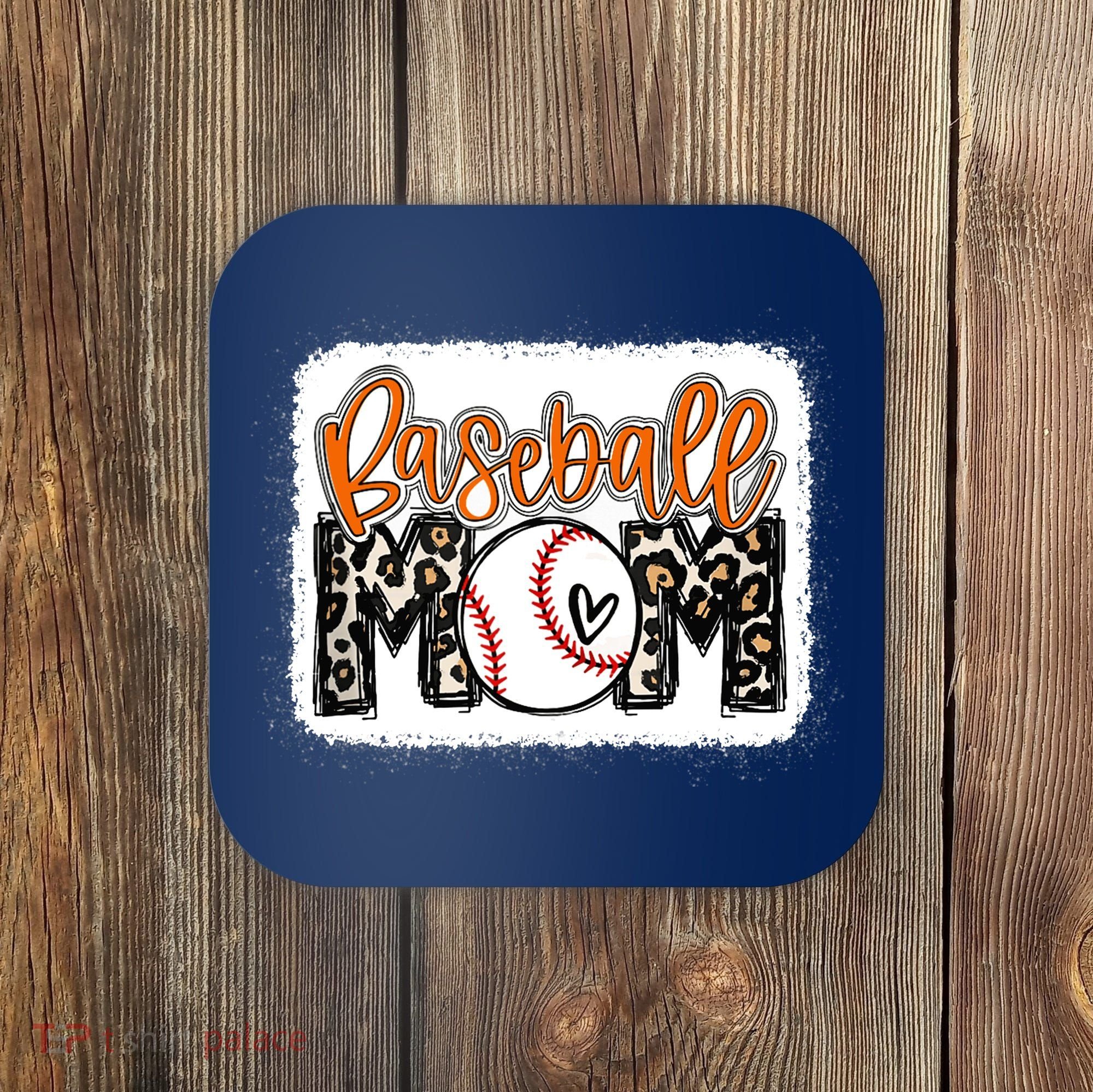 Baseball Mom Orange Leopard Baseball Mama Tank Top Coaster