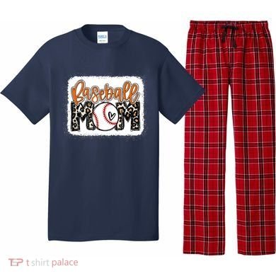Baseball Mom Orange Leopard Baseball Mama Tank Top Pajama Set