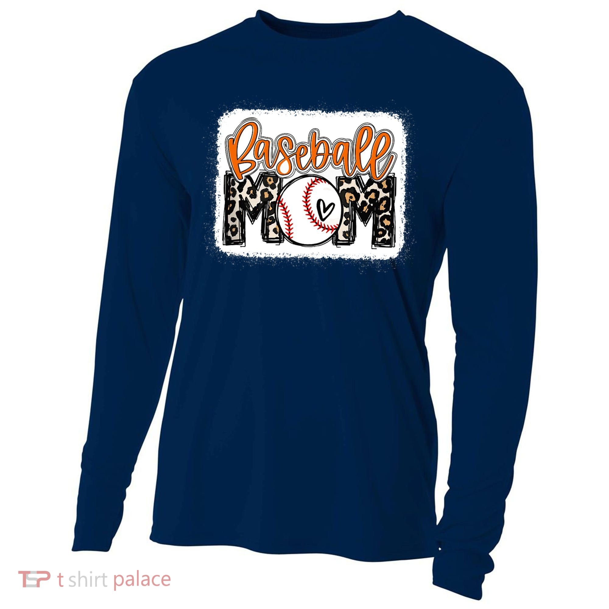 Baseball Mom Orange Leopard Baseball Mama Tank Top Cooling Performance Long Sleeve Crew