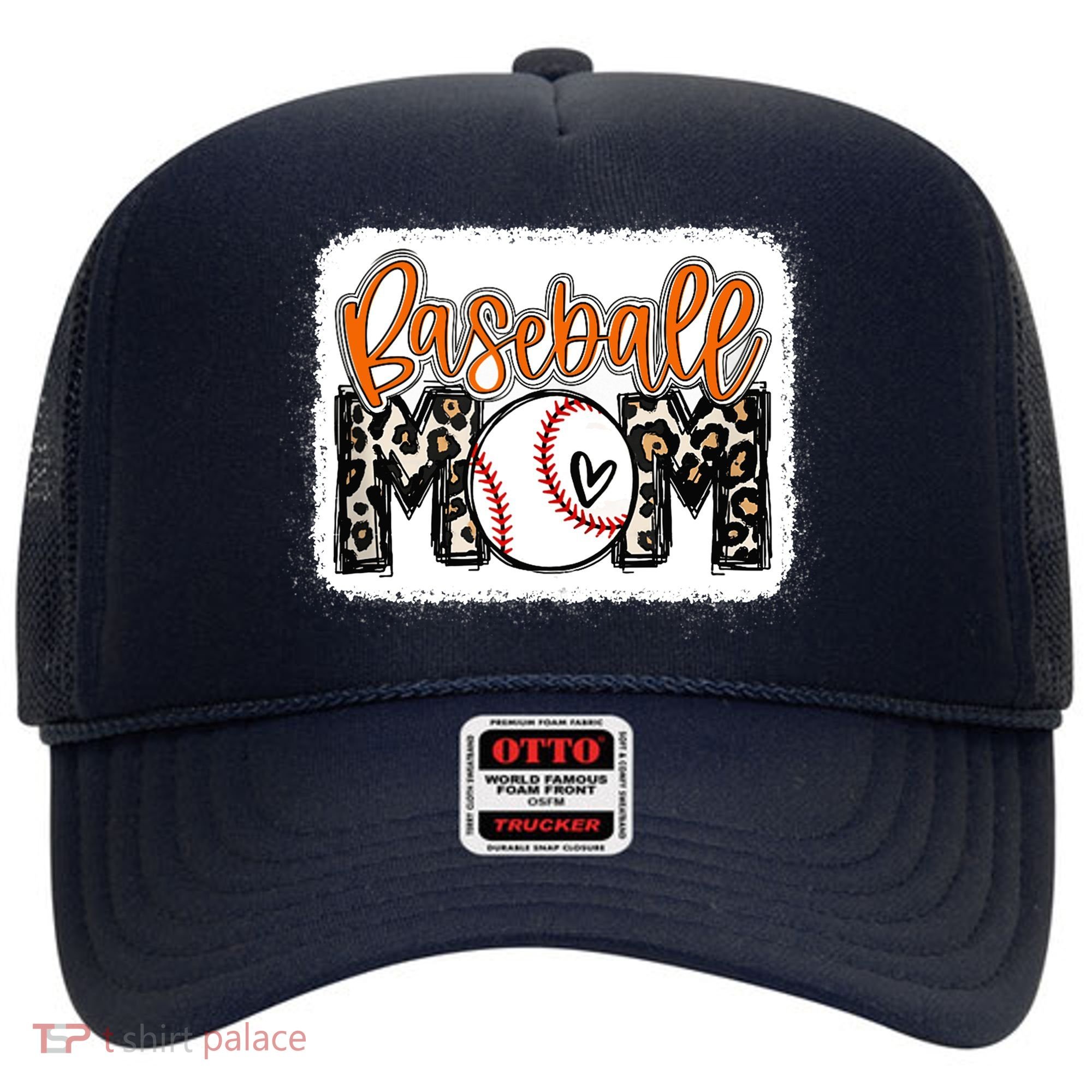 Baseball Mom Orange Leopard Baseball Mama Tank Top Hat