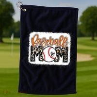 Baseball Mom Orange Leopard Baseball Mama Tank Top Golf Towel thumb 1