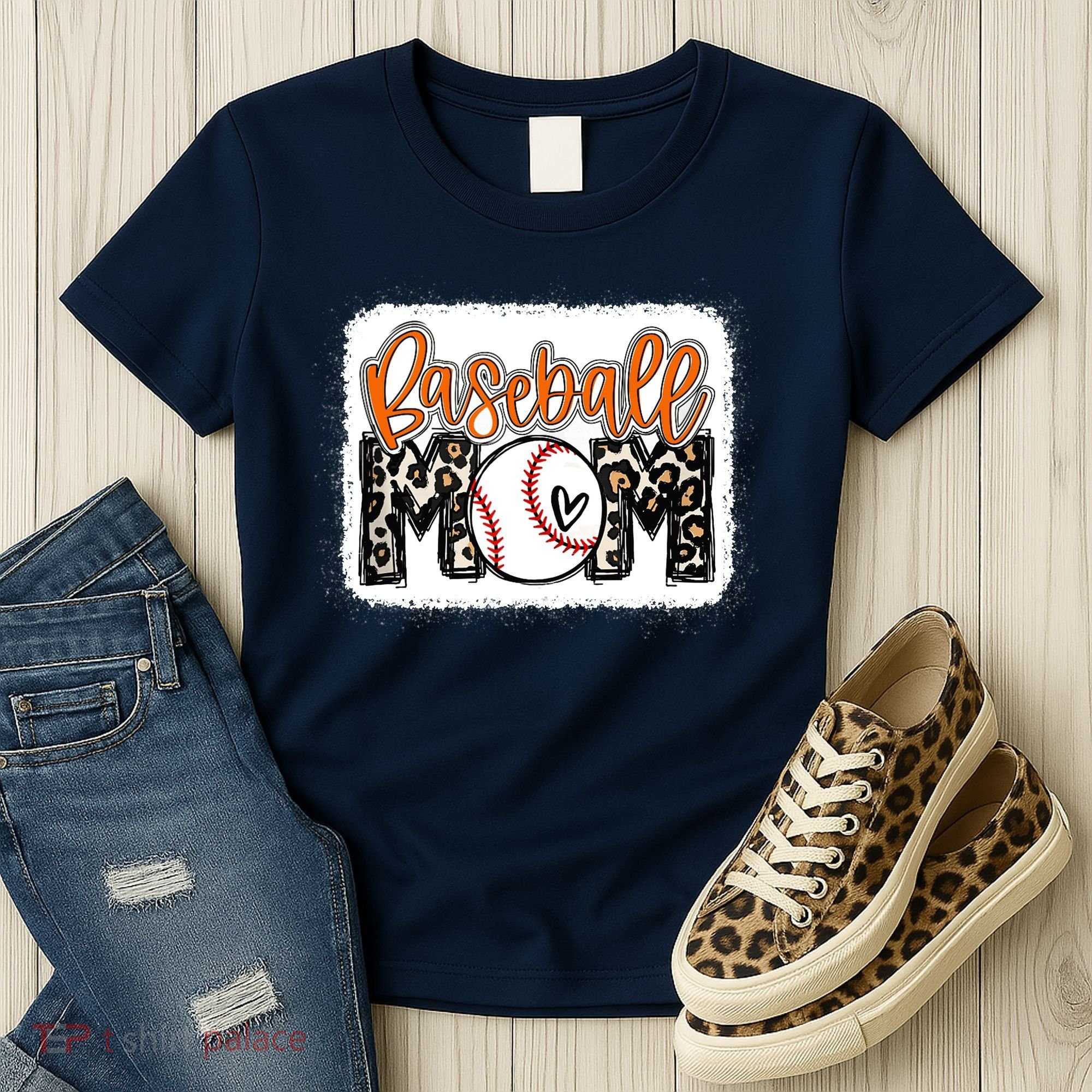 Baseball Mom Orange Leopard Baseball Mama Tank Top Women's T-Shirt
