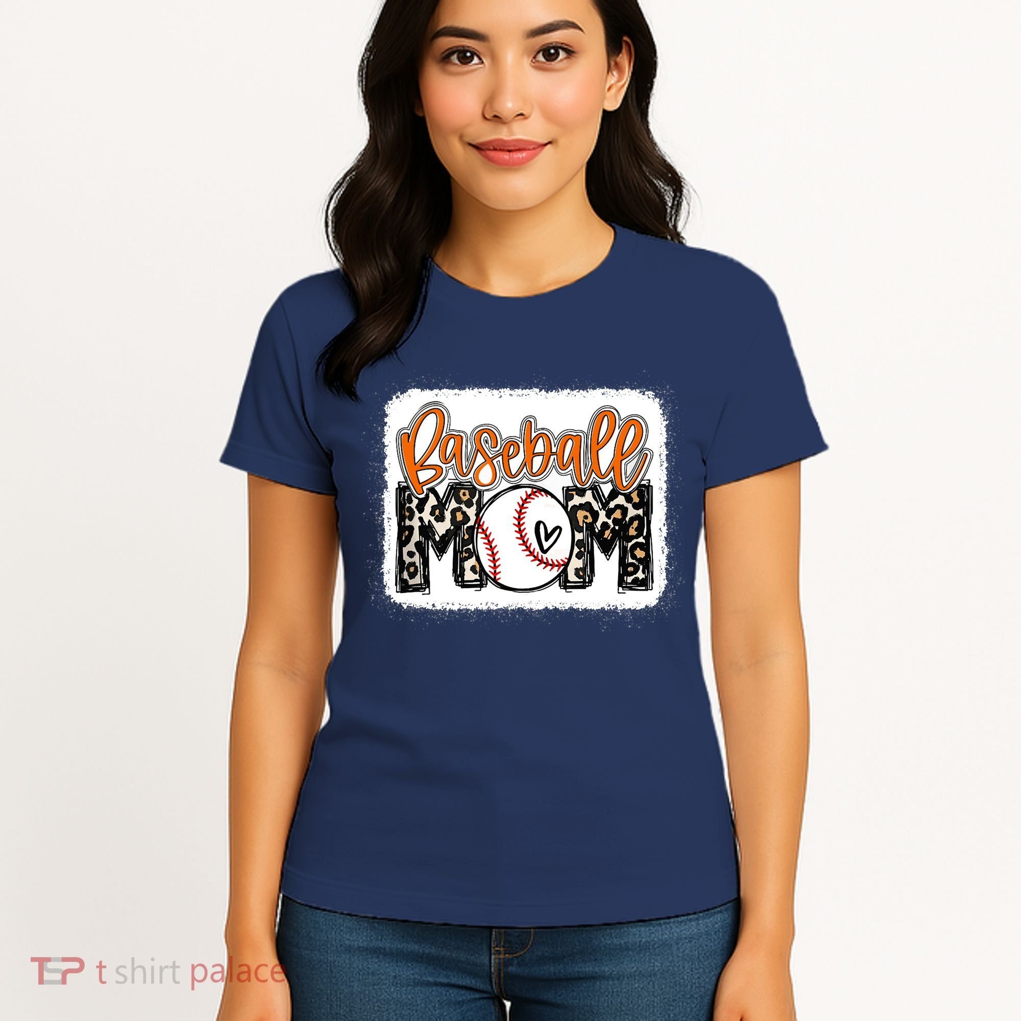 Baseball Mom Orange Leopard Baseball Mama Tank Top Women's T-Shirt