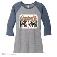 Baseball Mom Orange Leopard Baseball Mama Tank Top Women's Tri-Blend 3/4-Sleeve Raglan Shirt thumb 0