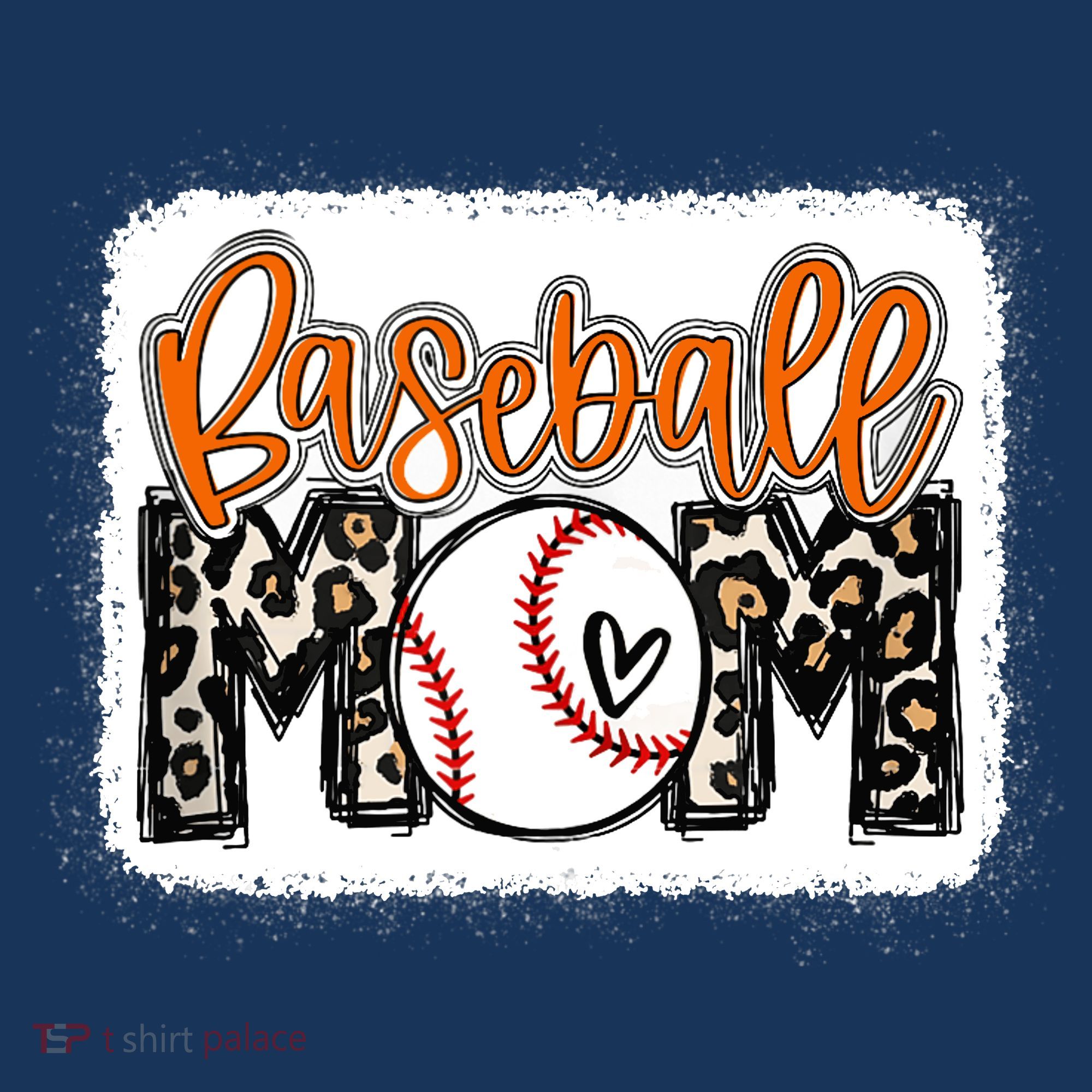 Baseball Mom Orange Leopard Baseball Mama Tank Top Women's Tri-Blend 3/4-Sleeve Raglan Shirt