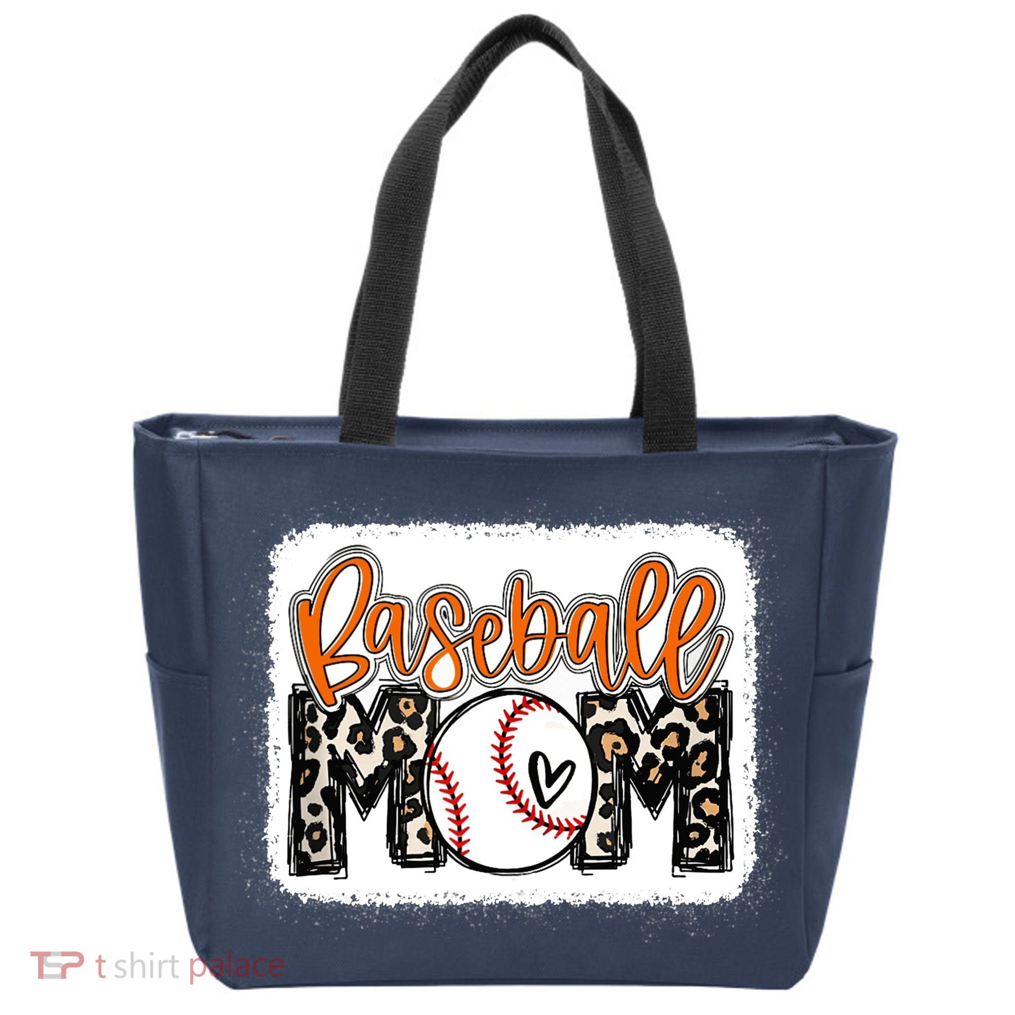 Baseball Mom Orange Leopard Baseball Mama Tank Top Tote Bag