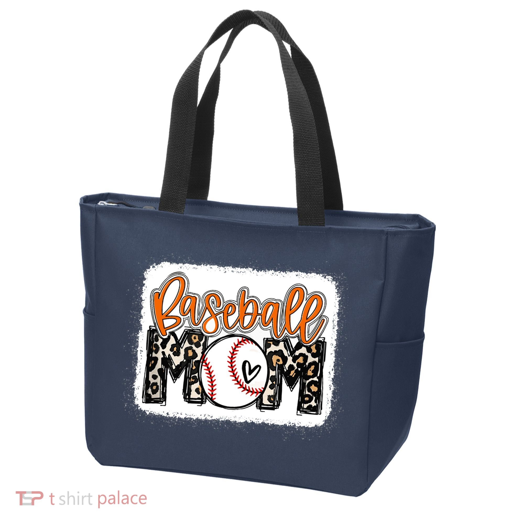 Baseball Mom Orange Leopard Baseball Mama Tank Top Tote Bag