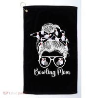 Bowling Mom Of A Bowler Mother Messy Bun Bowling Mama Cool Gift Golf Towel thumb 0