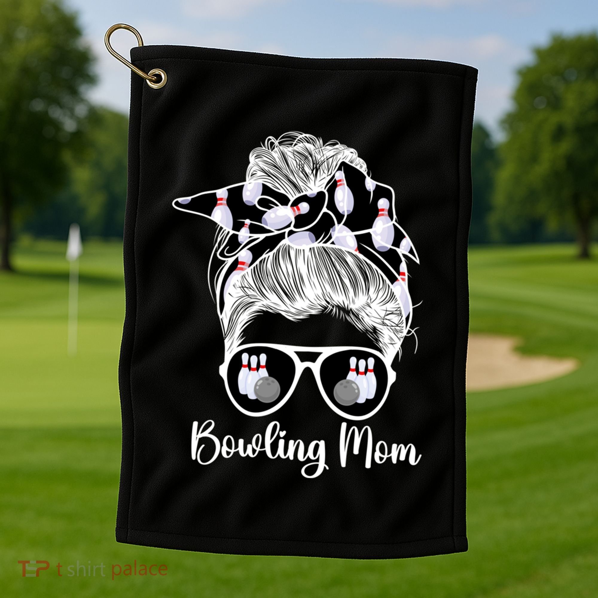 Bowling Mom Of A Bowler Mother Messy Bun Bowling Mama Cool Gift Golf Towel
