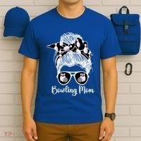 Bowling Mom Of A Bowler Mother Messy Bun Bowling Mama Cool Gift T-Shirt thumb 6