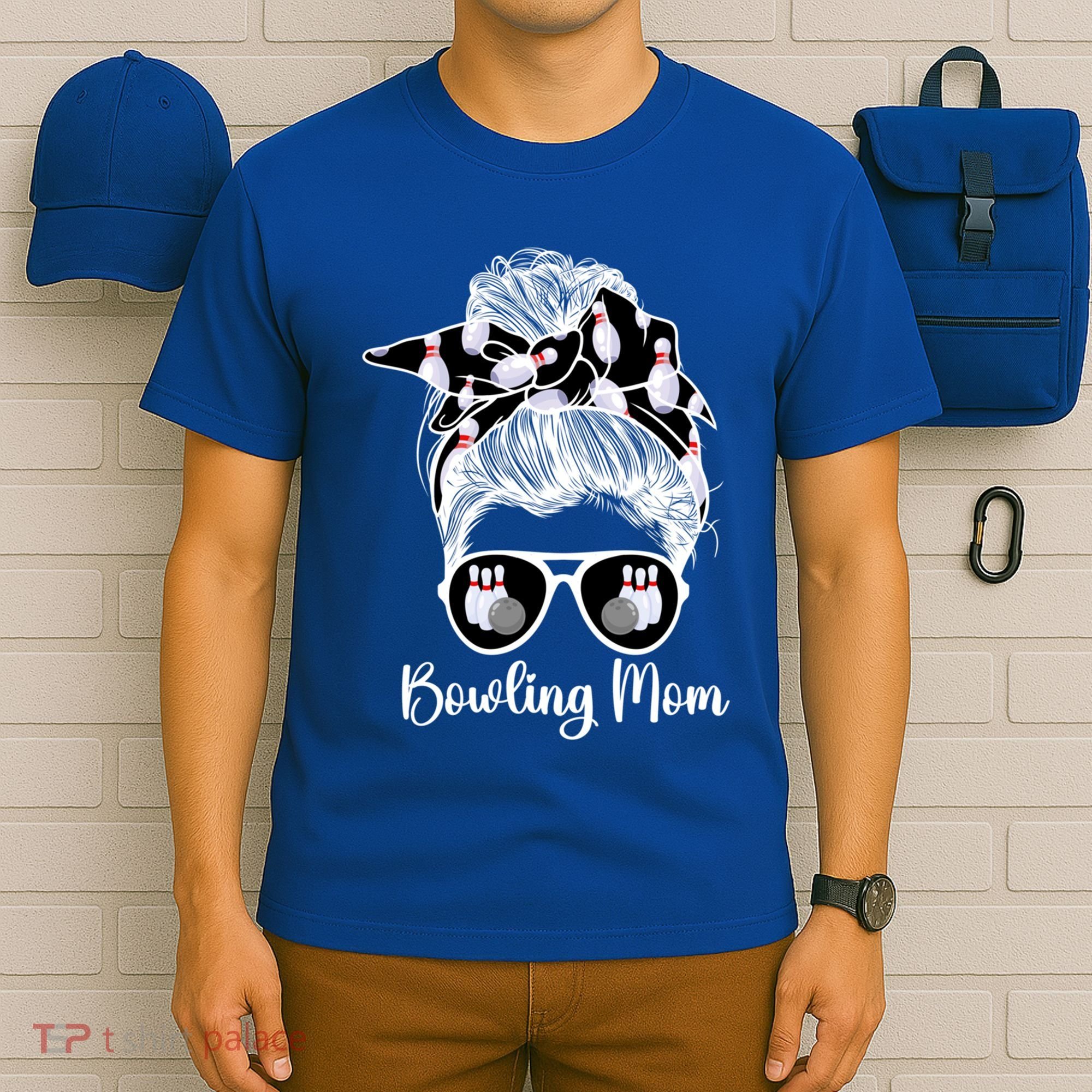 Bowling Mom Of A Bowler Mother Messy Bun Bowling Mama Cool Gift T-Shirt
