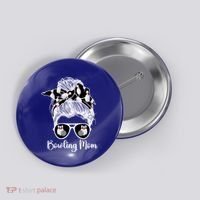 Bowling Mom Of A Bowler Mother Messy Bun Bowling Mama Cool Gift Button thumb 0
