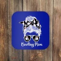Bowling Mom Of A Bowler Mother Messy Bun Bowling Mama Cool Gift Coaster thumb 0