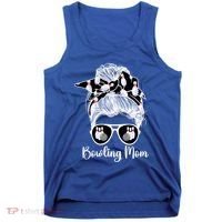 Bowling Mom Of A Bowler Mother Messy Bun Bowling Mama Cool Gift Tank Top thumb 0