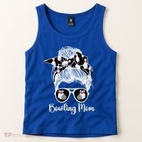 Bowling Mom Of A Bowler Mother Messy Bun Bowling Mama Cool Gift Tank Top thumb 2